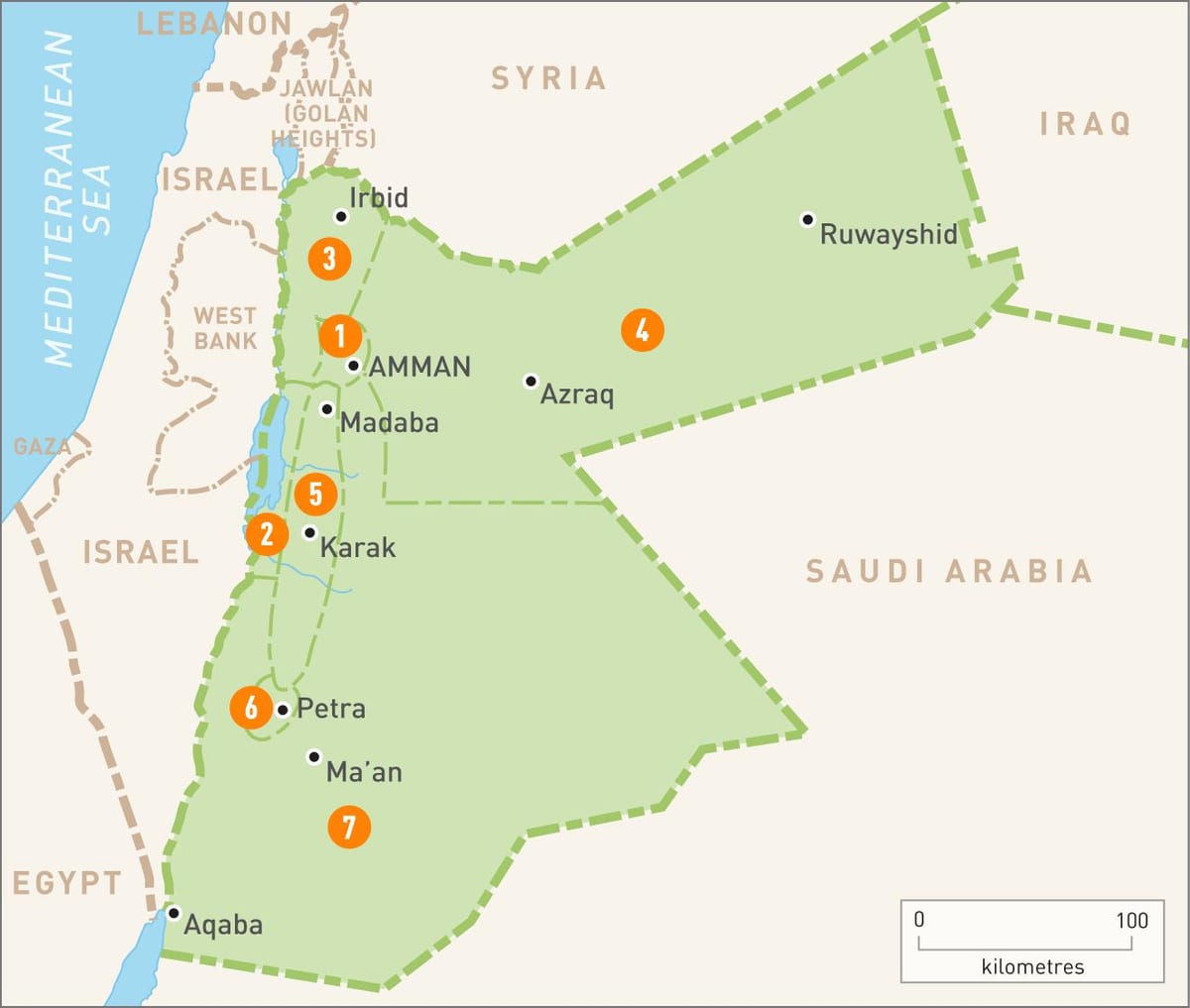 harita üzerinde amman, Ürdün
