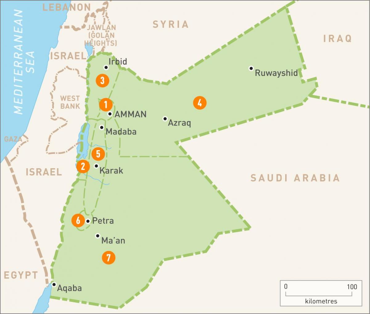 harita üzerinde amman, Ürdün 