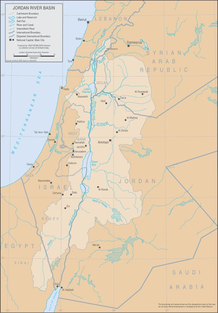 dünya üzerinde Ürdün Nehri göster