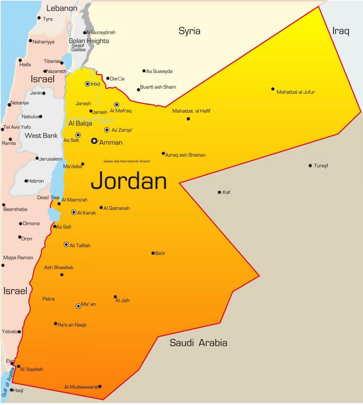 Ürdün Orta Doğu haritası 